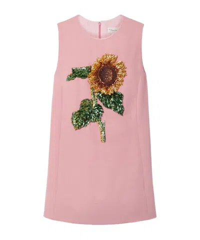 Oscar De La Renta Sunflower Print Dress In Pink