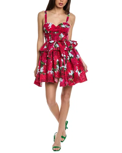 Oscar De La Renta Cotton-poplin Mini Dress In Fuchsia Blue