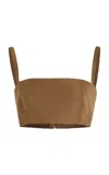 Oscar De La Renta Taffeta Crop Top In Brown