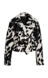 Oscar De La Renta Tailored Calf Hair Jacket In Black,white