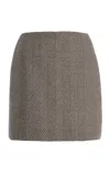 Oscar De La Renta Tailored Cashmere-blend Mini Skirt In Brown