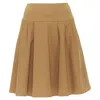 Oscar De La Renta Tan Nylon Cotton Knitee Length Skirt In Brown