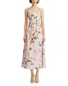 Oscar De La Renta Cherry Blossom Cotton Poplin Dress In Pink/lily