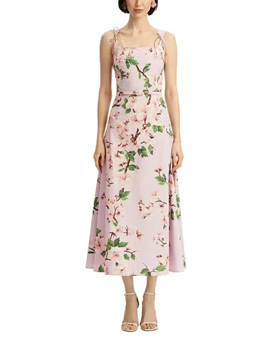 OSCAR DE LA RENTA OSCAR DE LA RENTA TANK BOW DETAIL CHERRY BLOSSOM POPLIN DRESS