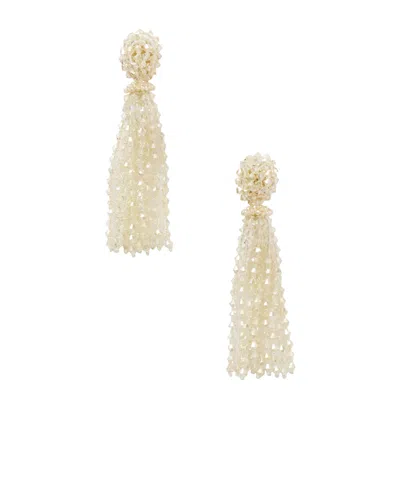 Oscar De La Renta Tassel Beaded Clip Earrings In Yellow