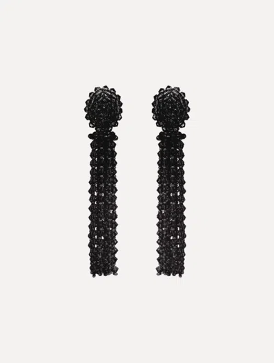 Oscar De La Renta Tassel Clip-on Earrings In Black