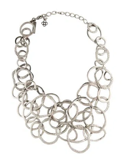 Pre-owned Oscar De La Renta Textured Circle Collar Necklace, 25" In Multicolor