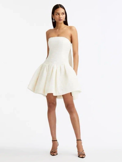 Oscar De La Renta Textured Floral Cloque Cape-back Dress In Ivory