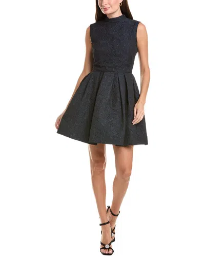 Oscar De La Renta Textured Floral Cloque Cocktail Dress In Black