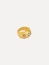 Oscar De La Renta Textured Metal Crystal Ring