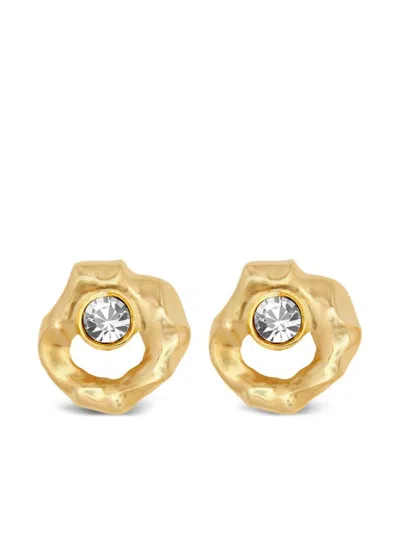 Oscar De La Renta Textured Metal Earrings In Gold