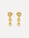 Oscar De La Renta Textured Metal Triple Drop Earrings