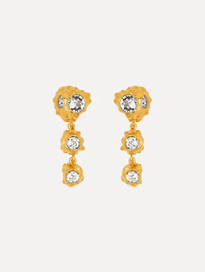 Oscar De La Renta Textured Metal Triple Drop Earrings