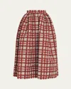 Oscar De La Renta Textured Plaid-print Pleated Midi Circle Skirt In Neutral