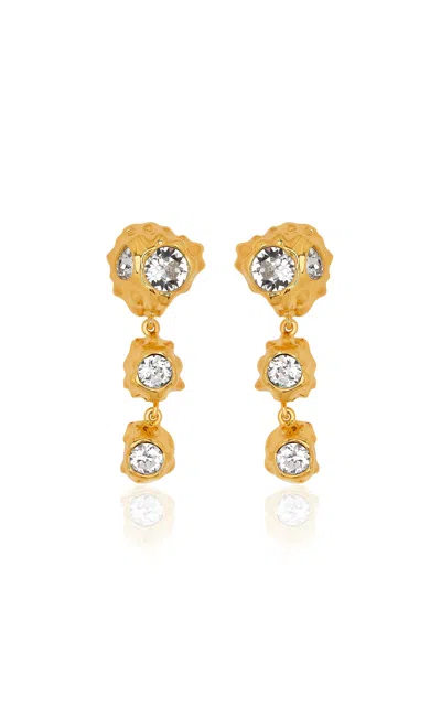 Oscar De La Renta Textured Scramble Triple Drop Earrings In Gold