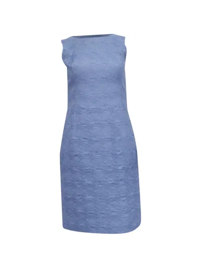 Pre-owned Oscar De La Renta Textured Sleeveless Midi Dress In Blue