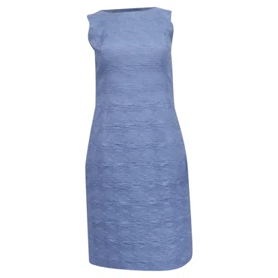 Oscar De La Renta Textured Sleeveless Mini Shift Dress In Blue Polyester