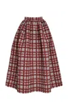 Oscar De La Renta Textured Tartan Maxi Skirt In Multi