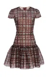 Oscar De La Renta Textured Tartan Silk-blend Mini Dress In Multi