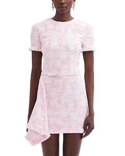 Oscar De La Renta Drape-hem Tweed Mini Dress In Light Pink