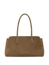 Oscar De La Renta The Aster Suede Shoulder Bag In Brown