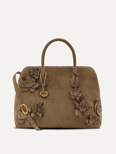 Oscar De La Renta The Ivy In Suede In Sand