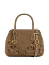Oscar De La Renta The Mini Ivy Suede Tote Bag In Brown