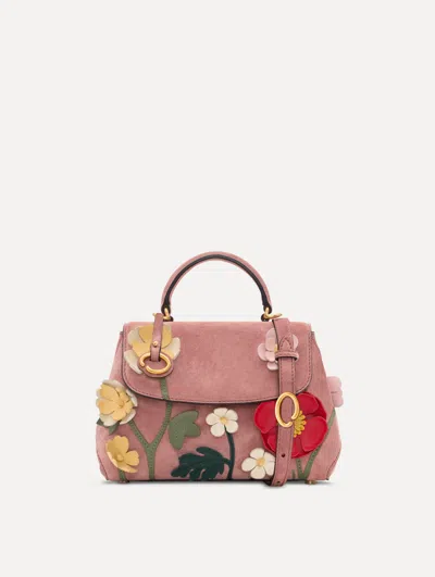 Oscar De La Renta The Mini Poppy In Suede In Blush