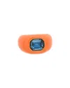 Oscar De La Renta Thin Enamel Ring In Orange