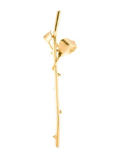 Pre-owned Oscar De La Renta Thorned Rose Stem Brooch In Multi