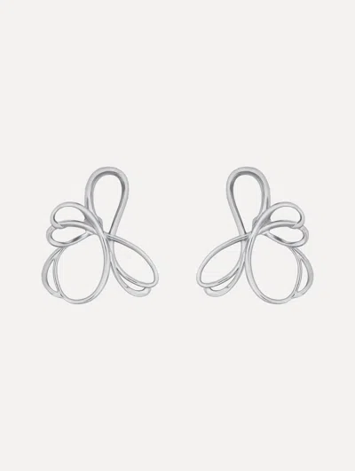 Oscar De La Renta Threaded Flower Asymmetrical Clip-on Earrings In Metallic