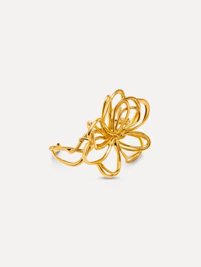 Oscar De La Renta Threaded Flower Bracelet Cuff In Gold