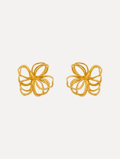 Oscar De La Renta Threaded Flower Earrings In Brown