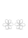 Oscar De La Renta Threaded Flower Earrings In Silver