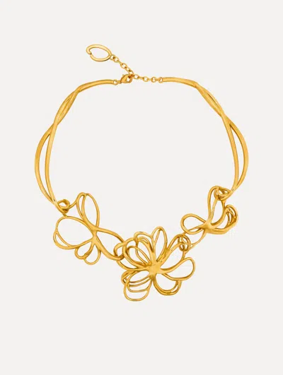 Oscar De La Renta Threaded Flower Necklace In Gold