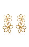 Oscar De La Renta Threaded Flowers Drop Earrings In Gold
