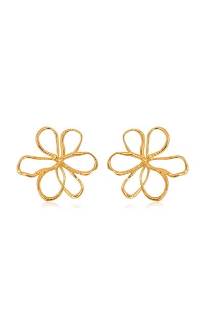 Oscar De La Renta Threaded Flowers Large Earrings In Gold