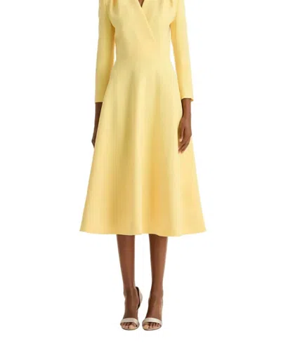 Oscar De La Renta Three-quarter Sleeve Midi Day Dress In Yellow In Orange