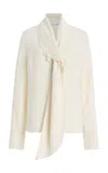 Oscar De La Renta Tie-detailed Silk-georgette Blouse