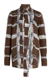 Oscar De La Renta Tie-detailed Silk Top In Multi