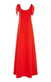Oscar De La Renta Tie-detailed Stretch-cady Gown In Red