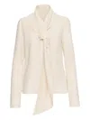Oscar De La Renta Foxglove Tie-neck Georgette Blouse In Multi