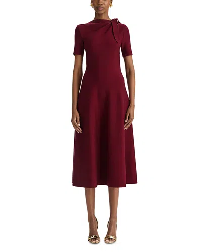 Oscar De La Renta Tie Neck Knit Dress In Red