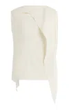 Oscar De La Renta Tie-neck Silk-georgette Blouse In White
