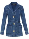 Oscar De La Renta Tie-up Denim Jacket In Blue