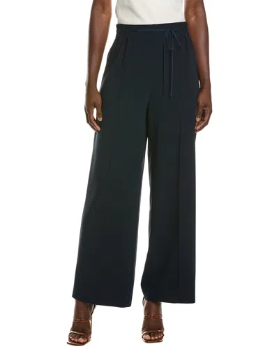 Oscar De La Renta Tie-waist Detail Silk-blend Pant In Blue