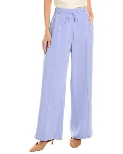 Pre-owned Oscar De La Renta Tie Waist Silk-blend Pant Women's In Purple