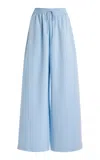 Oscar De La Renta Tie-waist Silk-georgette Wide-leg Pants In Blue