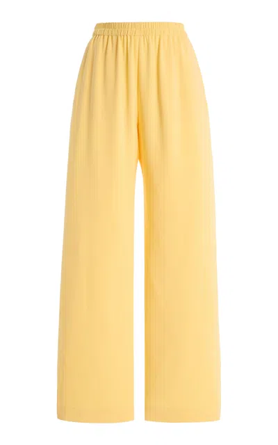 Oscar De La Renta Tie-waist Silk-georgette Wide-leg Pants In Yellow