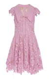 Oscar De La Renta Tiered Guipure Mini Dress In Pink